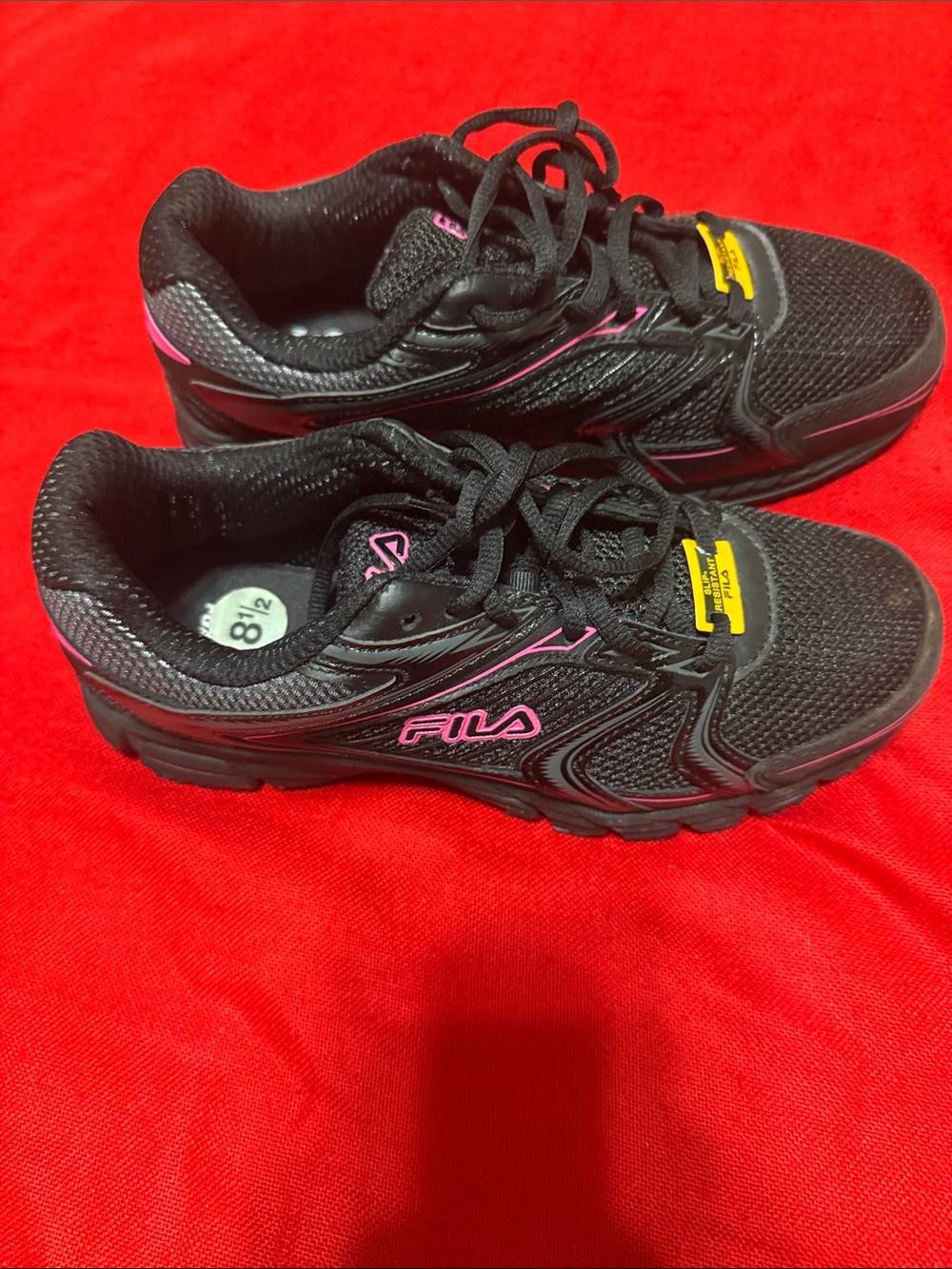 Fila Women's Black Athletic Sneakers with Pink Trim